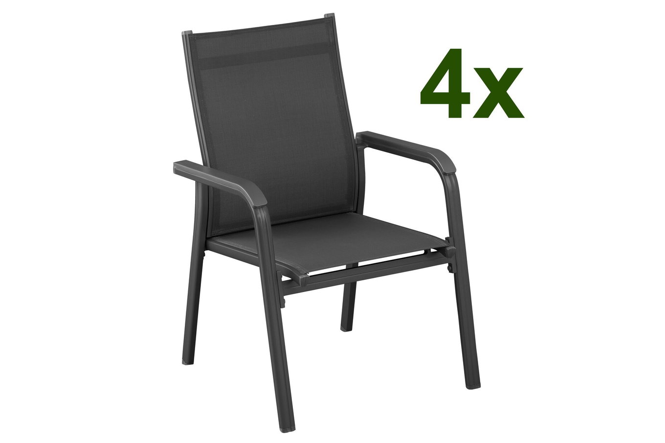 Kettler BasicPlus Zestaw 4 krzeseł składanych, antracyt/antracyt, 0301205-7000 13699__1