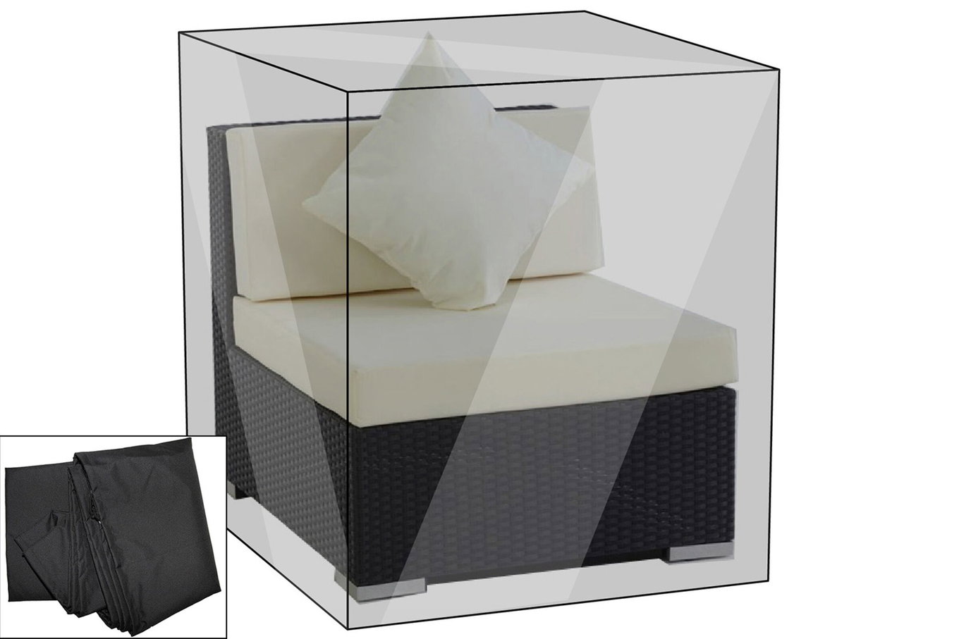 OUTFLEXX Pokrowiec premium pasujący np. do theBox element środkowy, czarny, 72x87x68 cm, wodoodporny 7956__1