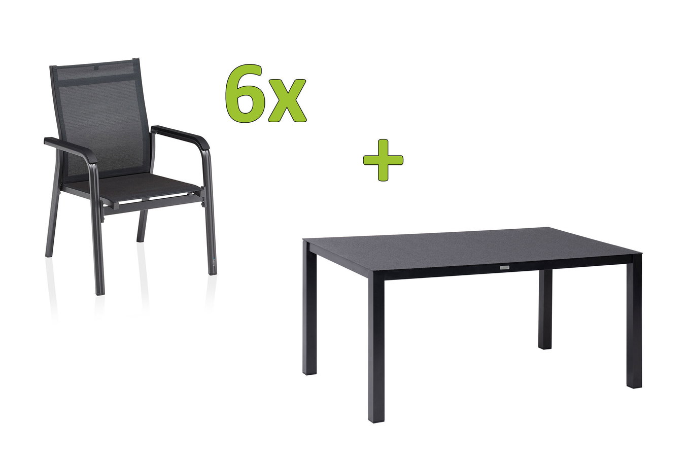 KETTLER BasicPlus Premium Ogrodowy zestaw jadalny, antracyt, Alu/Spraystone, Stół 160x95 cm, 6 krzeseł składanych 31578__1