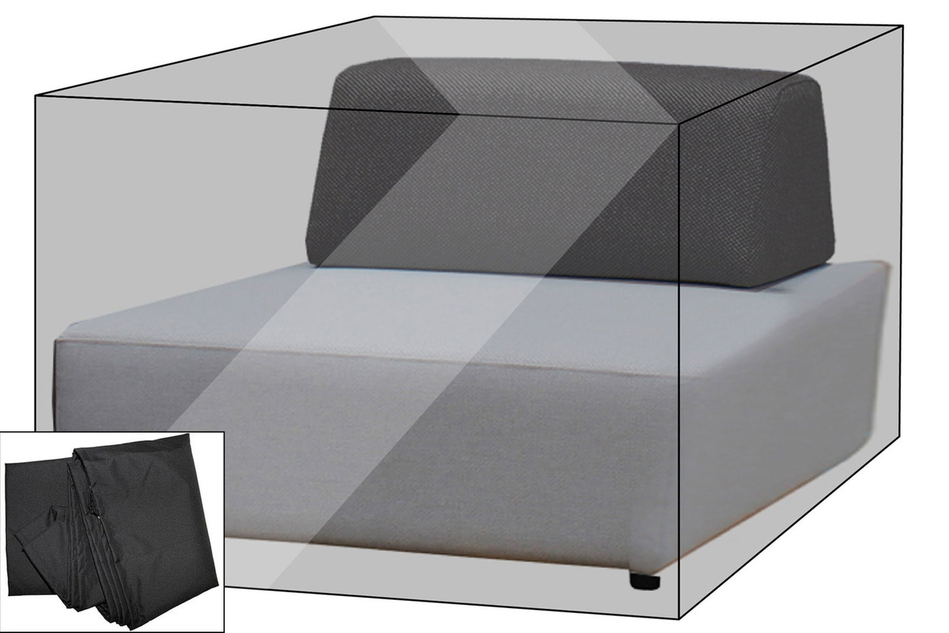 Pokrowiec premium OUTFLEXX na element lounge, np. Maui zestaw, 107x107x65cm, wodoodporny, czarny 21478__1