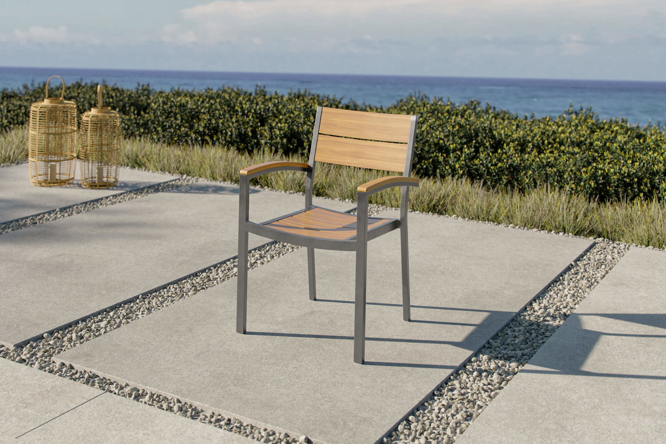 OUTFLEXX Krzesło składane, srebrne/naturalne, stal nierdzewna/teak, układane w stos, szczotkowane, produkt certyfikowany FSC® 34829__1
