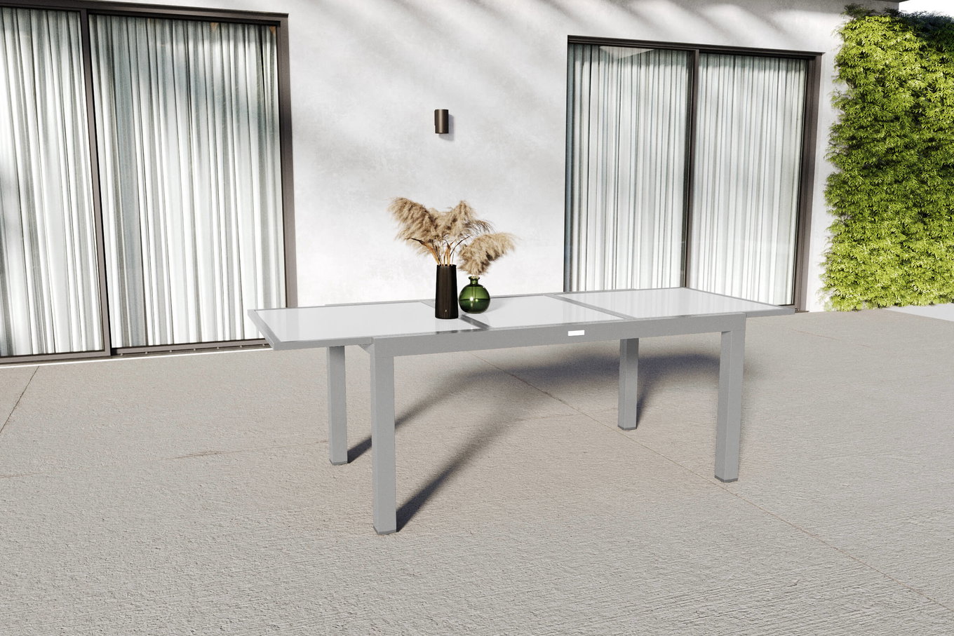 VILLANA Sylvania Stół rozkładany, srebrny/biały, alu/szkło hartowane, 160/220x90 cm, mechanizm skrzydłowy 13395_2__1