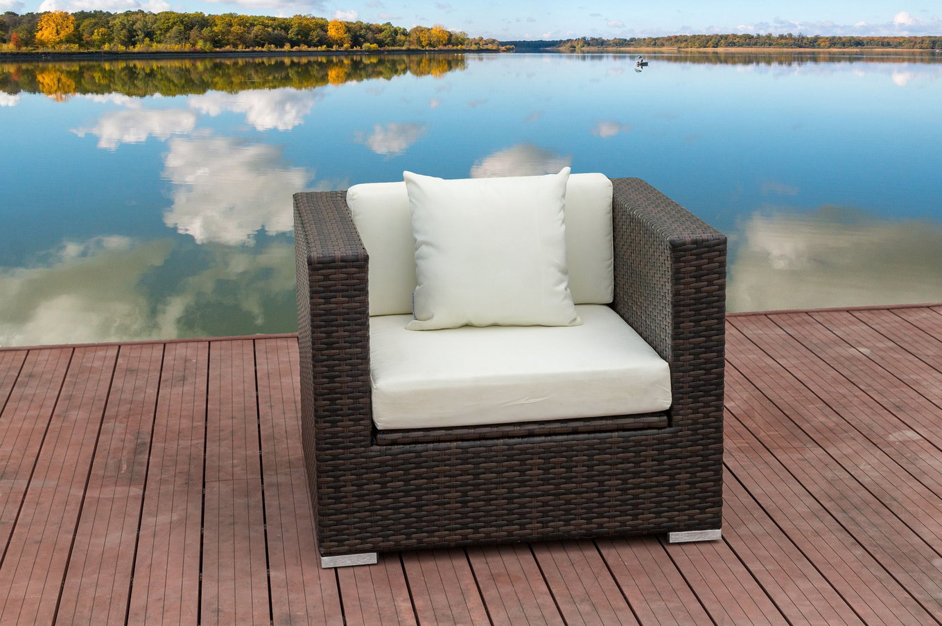 OUTFLEXX Fotel, brązowy marmurkowy, Polyrattan, 90 x 85 x 70 cm, wodoodporna skrzynia na poduszki 15734_7_BOX__1