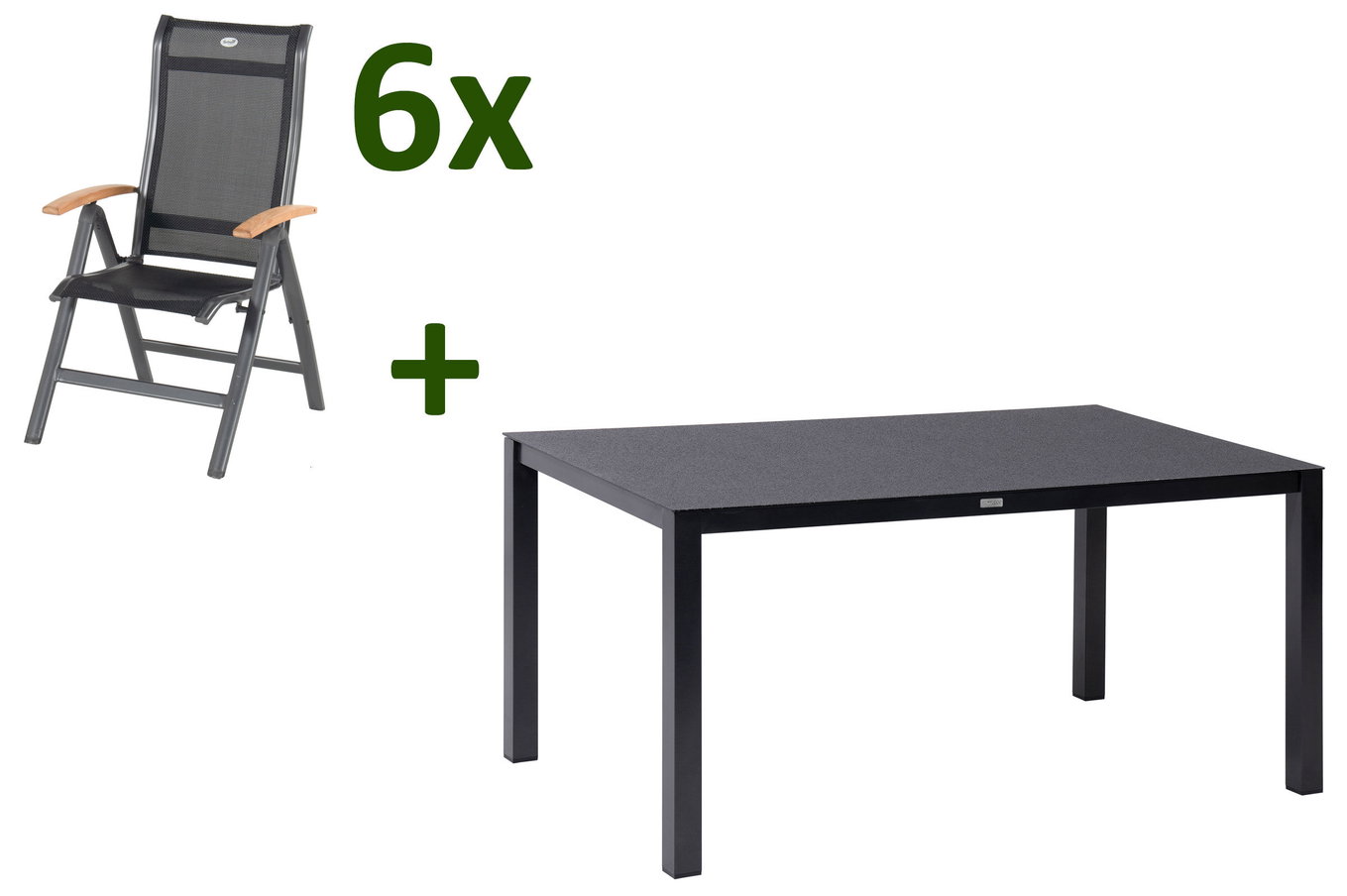 HARTMAN Alice ogrodowy zestaw jadalny, xerix/czarny, aluminium/Spraystone/tkanina 4x4, 160 x 95 cm, 4 krzesła składane 28413__1