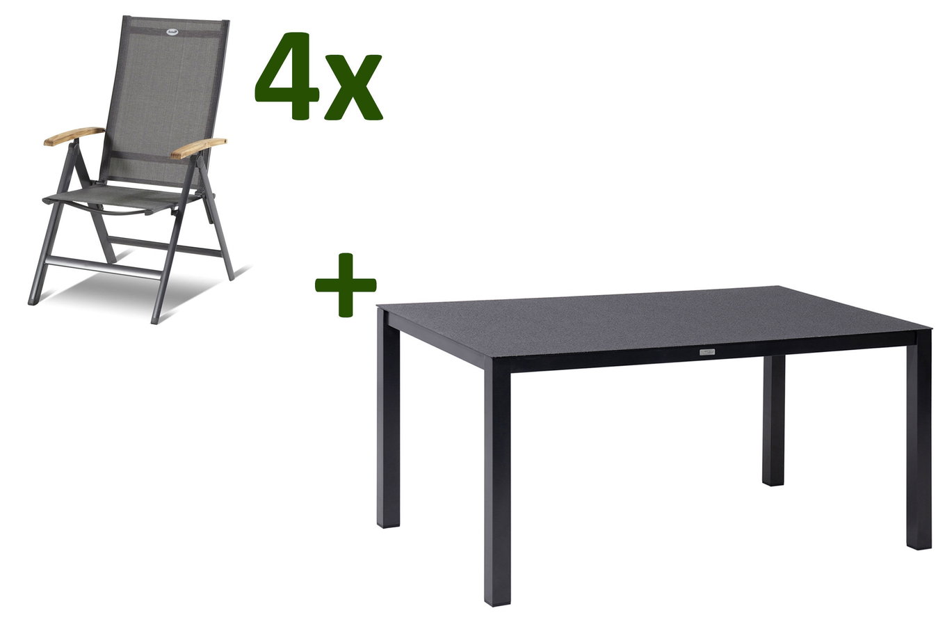 HARTMAN Aruba Ogrodowa grupa jadalnia, xerix/antracyt, Alu/Spraystone/Teak, 160x95 cm, 4 krzesła składane, podłokietniki z drewna tekowego 28423__1