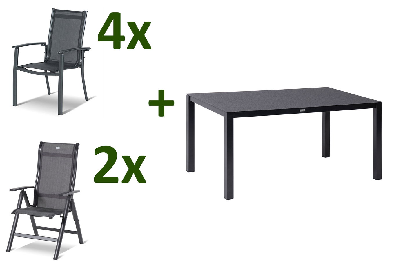 HARTMAN Alice Ogrodowa grupa jadalna, xerix/antracyt, Alu/Textil, 160 x 95 cm, 4 krzesła sztaplowane, 2 krzesła składane 28422__1
