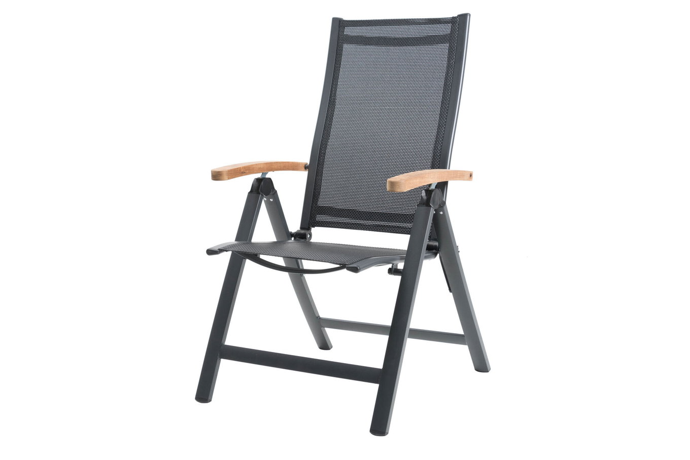 OUTFLEXX Krzesło składane, antracytowe matowe, aluminium/teak, 69x59x106cm 21781__1