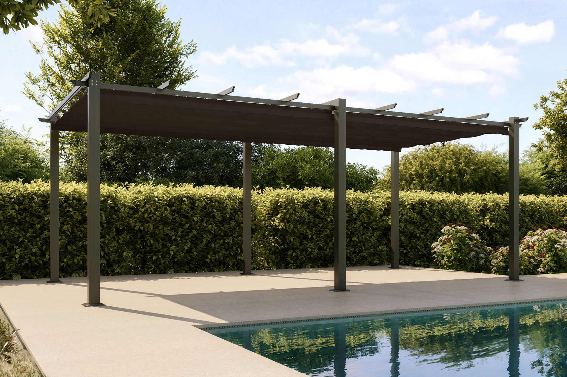 Pergola OUTFLEXX, antracytowa, aluminium/poliester, 6 x 3 m, odporna na warunki atmosferyczne