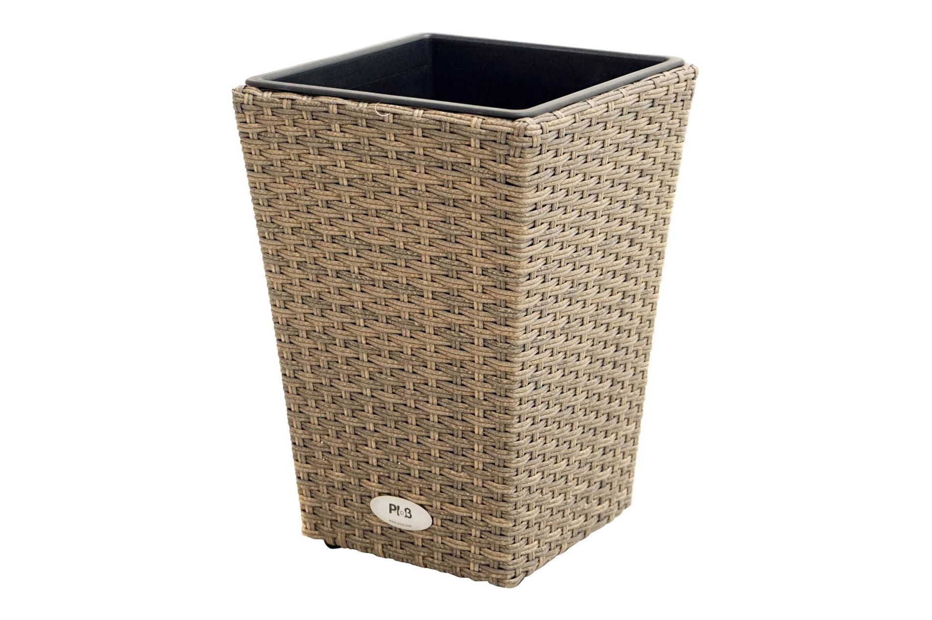 Ploß Rabida Donica, szampański melanż, Polirattan, stożkowa, 28x28x40 cm, wkład plastikowy