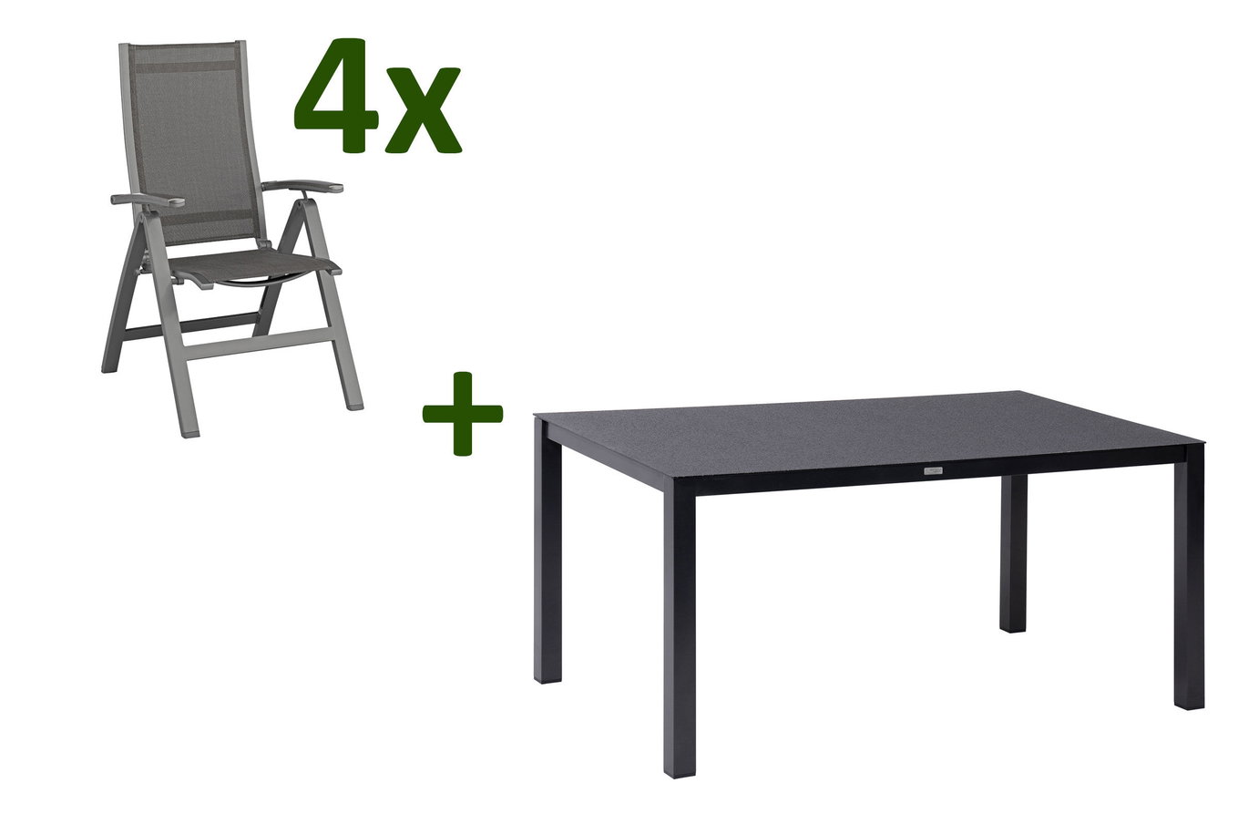 KETTLER Altura Ogrodowa grupa jadalna, antracytowy, Aluminium/Spraystone/Textil, 160 x 95 cm, 4 krzesła składane 28338__1