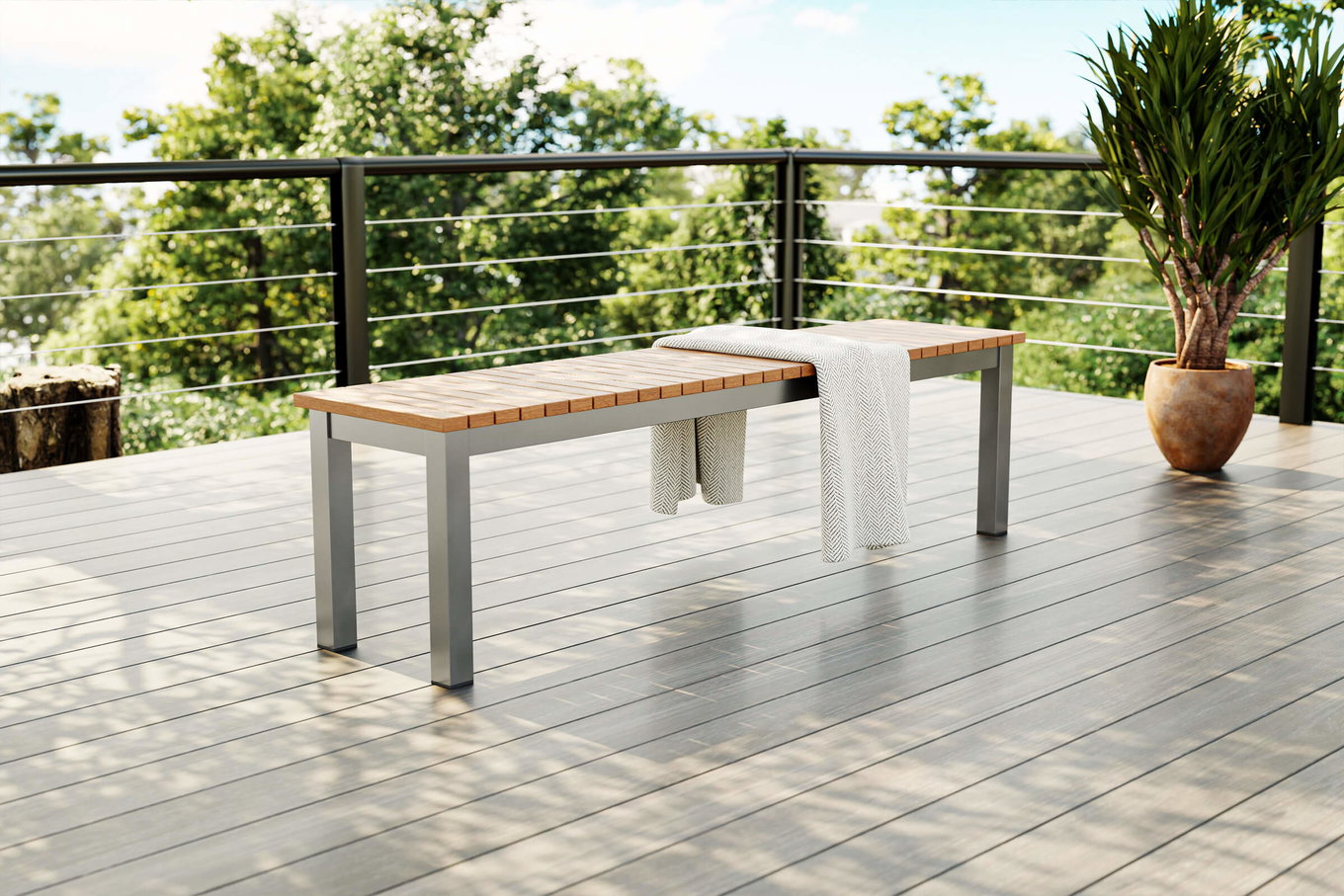 VILLANA Tasmania Ławka ogrodowa, Silver, Aluminium/Eukaliptus, wysoka wytrzymałość, produkt certyfikowany FSC® 80118__1