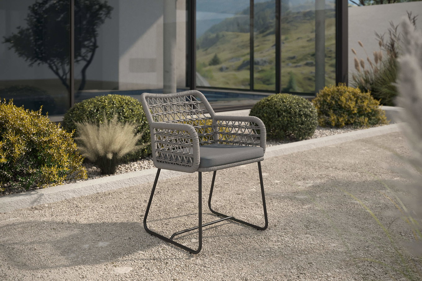 OUTFLEXX Verona Fotel, jasnoszary, aluminium/Rope, 60 x 64 x 83 cm, w zestawie poduszki z zamkiem błyskawicznym 23535__1