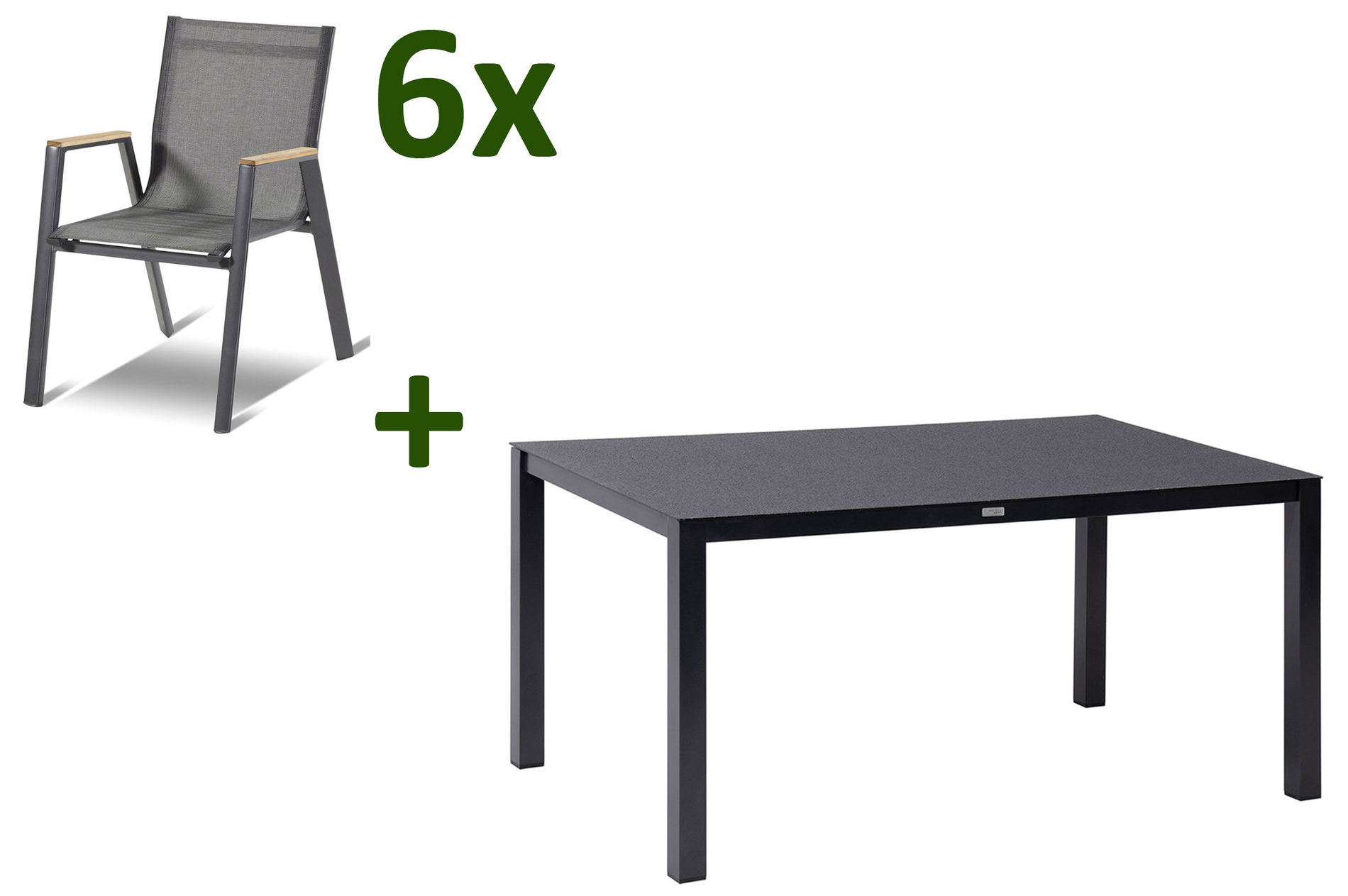 HARTMAN Aruba Ogrodowa grupa jadalna, xerix/antracyt, Alu/Spraystone/Teak, 160x95 cm, 6 krzeseł składanych, podłokietniki z drewna tekowego 28426__1