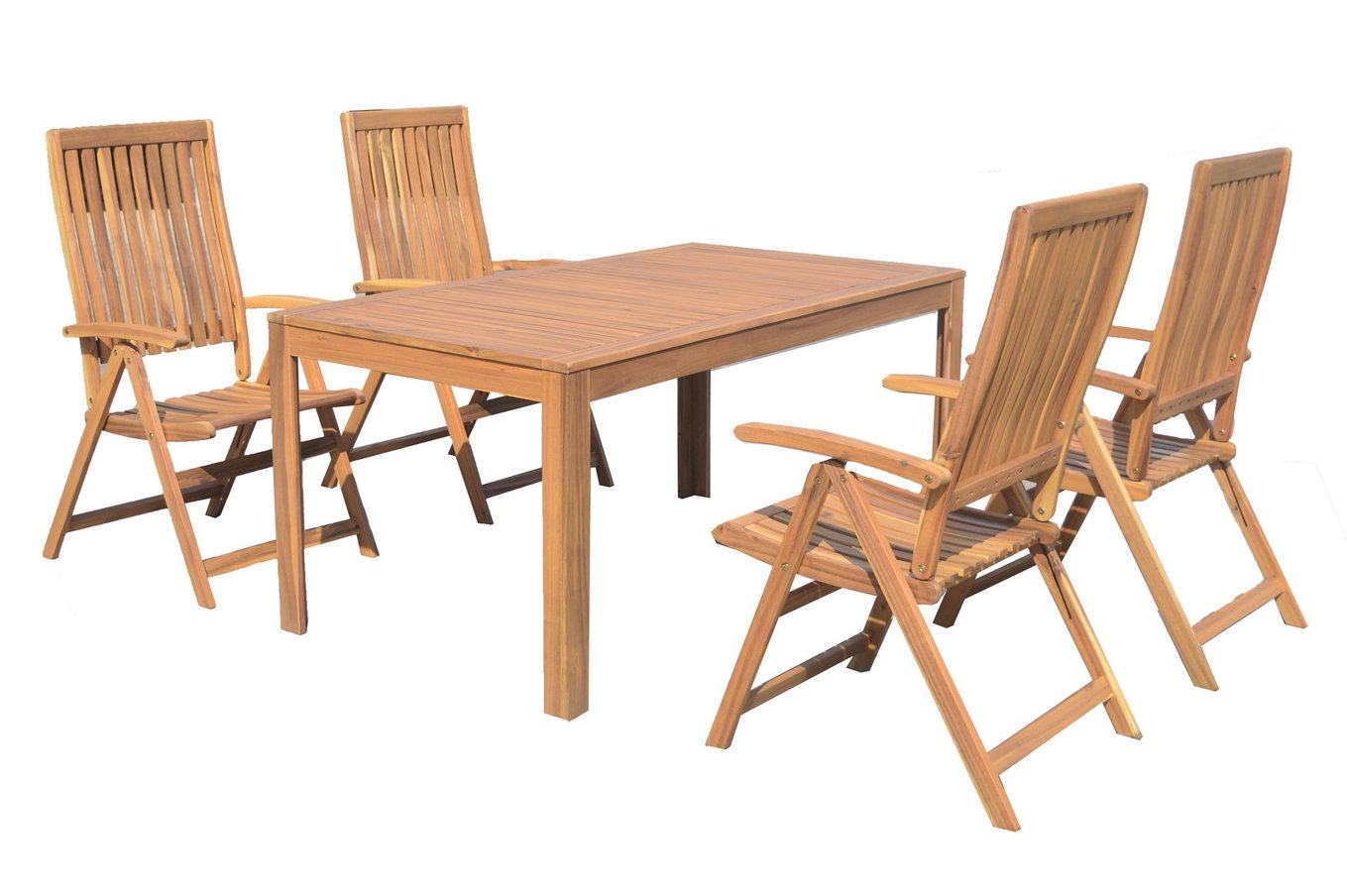 OUTFLEXX Grupa jadalna ogrodowa, naturalna, akacja, stół 160 x 90 cm, 4 krzesła składane, produkt certyfikowany FSC® 19658__1