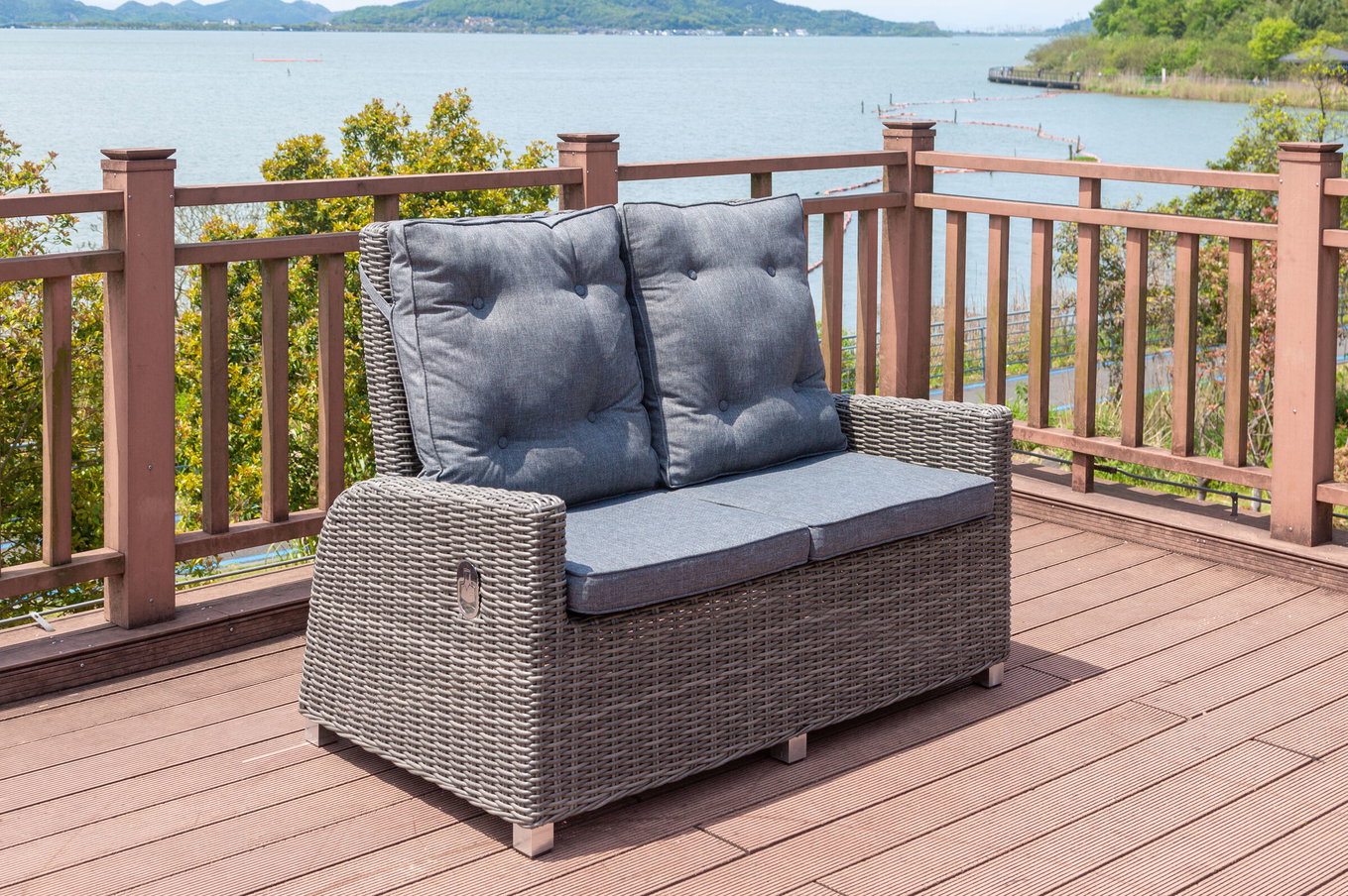 OUTFLEXX Dining Sofa 2-osobowa, szara, polirattan, 148 x 83 x 110 cm, regulowana bezstopniowo 18912__1