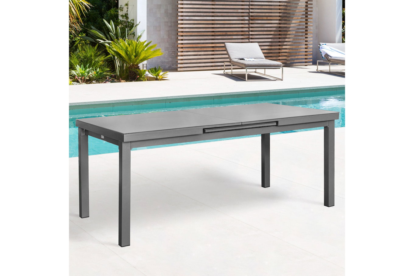 OUTFLEXX Premium Stół rozkładany, grafit, aluminium/szkło, 180/240x100cm, automatyczny mechanizm rozkładania 21877__1