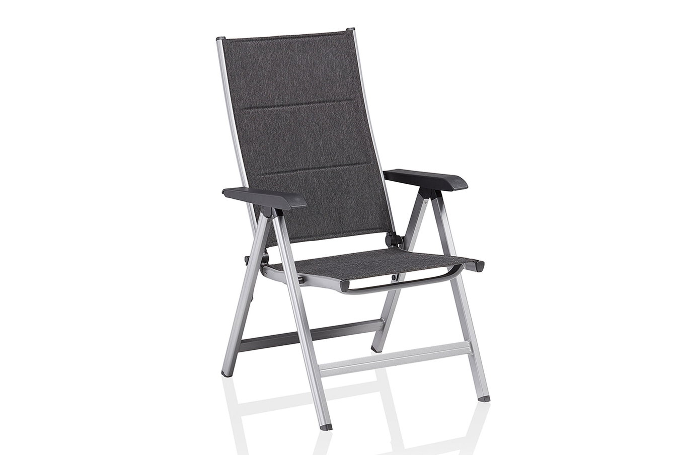 KETTLER BasicPlus Padded Krzesło składane, srebrny/antracytowy, Alu/Textilene, 0301201-9000, regulowane oparcie 22507__1