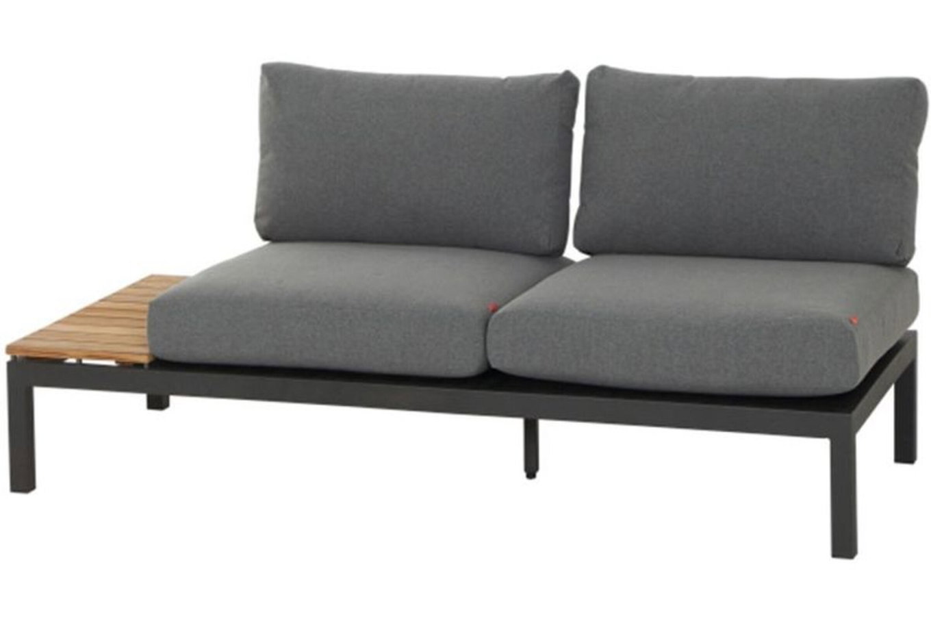 SIENA GARDEN Alvida Sofa dwuosobowa prawa, antracyt/naturalny, Aluminium/Ranotex/Teak, 84x175x70 cm, w zestawie z poduszkami 19604__1