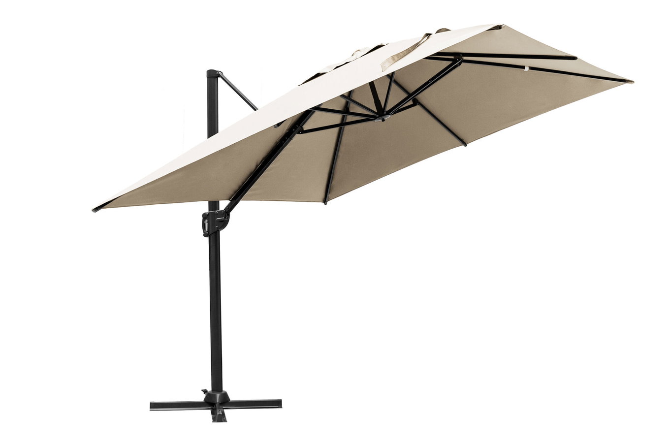 OUTFLEXX Sydney Parasol wahadłowy, biały/kremowy, Alu/Polyester, Ø 300 cm, w zestawie podstawa krzyżowa 24101__1
