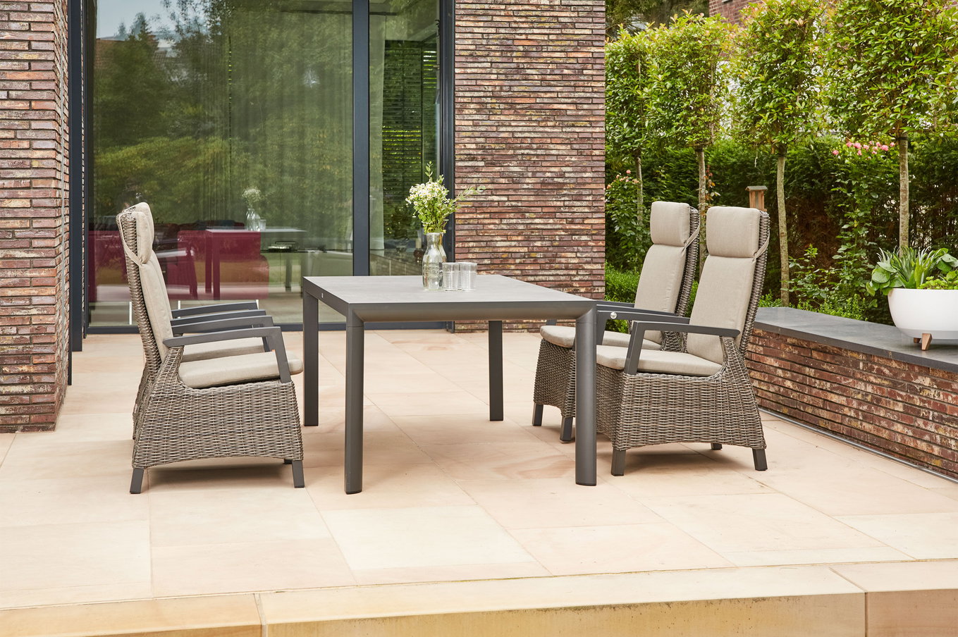 SIENA GARDEN Carlos/Corido Ogrodowa grupa jadalna, charcoal grey, Alu/Gardino®-Plecionka/Ceramika, 180 x 100 cm, w zestawie 4 fotele jadalniane 23763__1