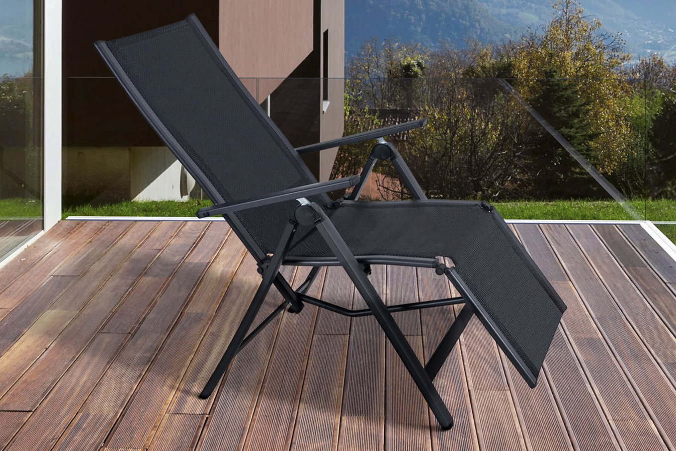 OUTFLEXX Fotel relaksacyjny, antracyt matowy/czarny, aluminium/Textilene, 67x71x110cm, 7-stopniowa regulacja 20359__1