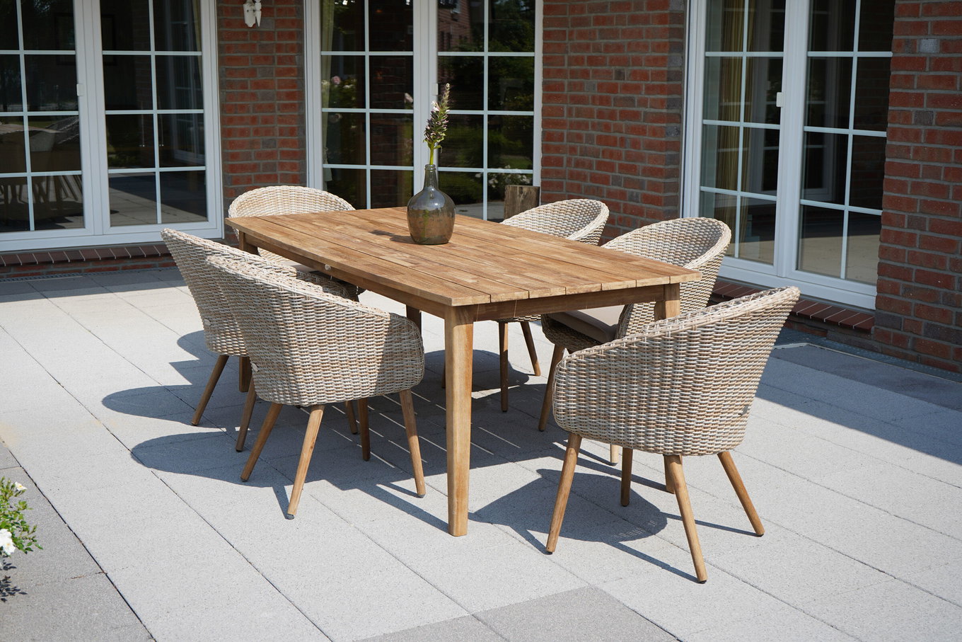 Ploß Borneo ogrodowy zestaw jadalniany, beżowy melanż, polirattan/akacja, stół 180 x 90 cm, 6 foteli koktajlowych, produkt certyfikowany FSC® 22680__1