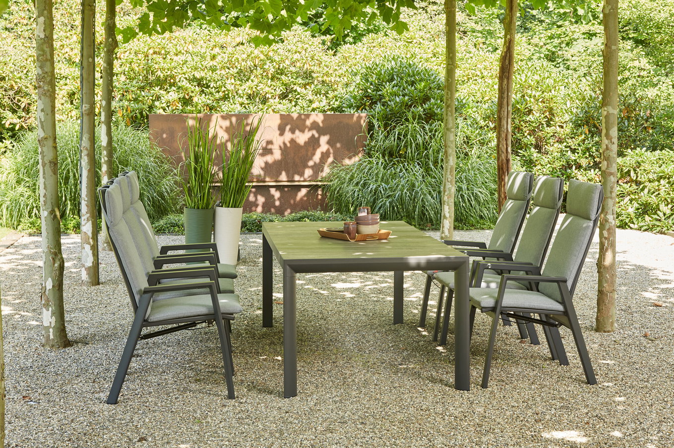 SIENA GARDEN Silva/Valencia Ogrodowy zestaw jadalny, antracyt/szary, Aluminium/Tkanina tekstylna/Ceramika, 220 x 100cm, w zestawie 6 foteli do jadalni, płynnie regulowane 23826__1