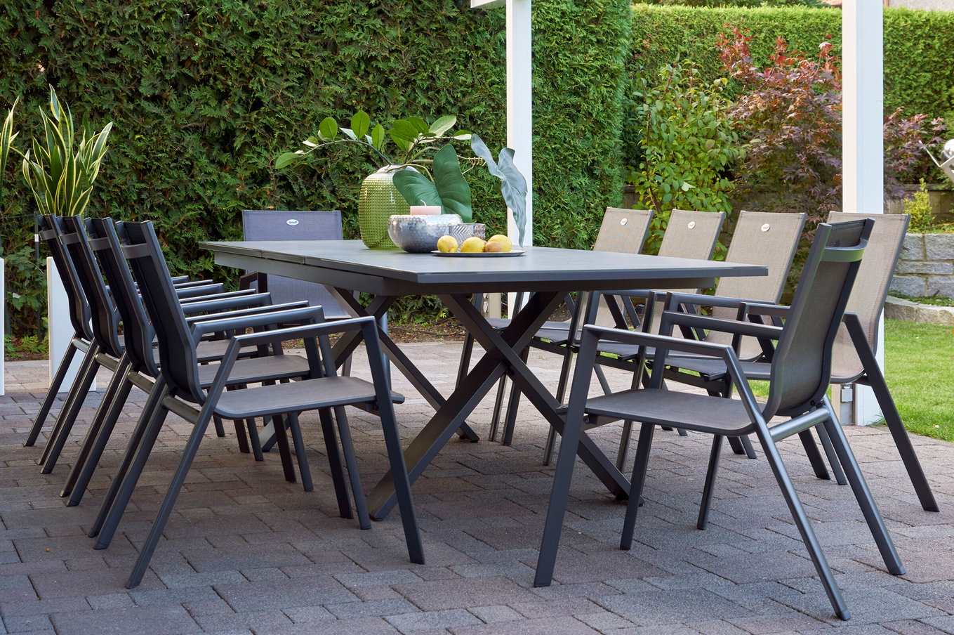 HARTMAN Model specjalny Xanadu / Aruba zestaw jadalny ogrodowy, xerix/antracyt, Alu/szkło ceramiczne, 10 krzeseł składanych, 220/280x100cm 21138__1