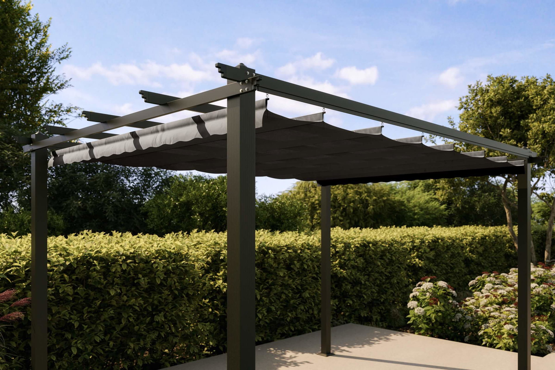 OUTFLEXX Antalya Ersatzdach für Pergola 4x4 m, anthrazit, Polyester, PA-beschichtet, UV30+, wasserabweisend