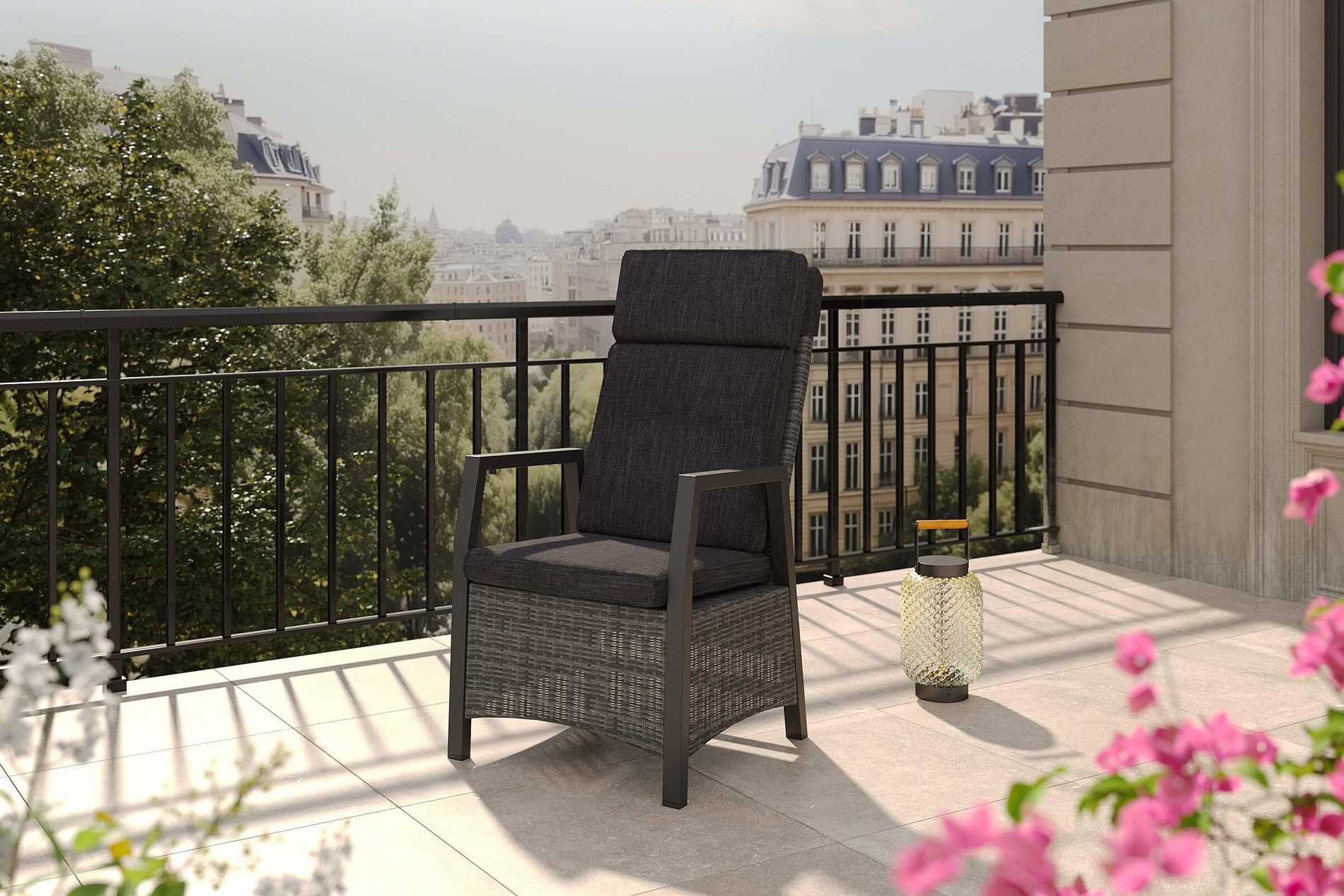 OUTFLEXX Nova Diningsessel, anthrazit/grau, Alu/Polyrattan, 58 x 68 x 108 cm, verstellbare Rückenlehne, inkl. Polster OUTFLEXX Nova Diningsessel, anthrazit/grau, Alu/Polyrattan, 58 x 68 x 108 cm, verstellbare Rückenlehne, inkl. Polster