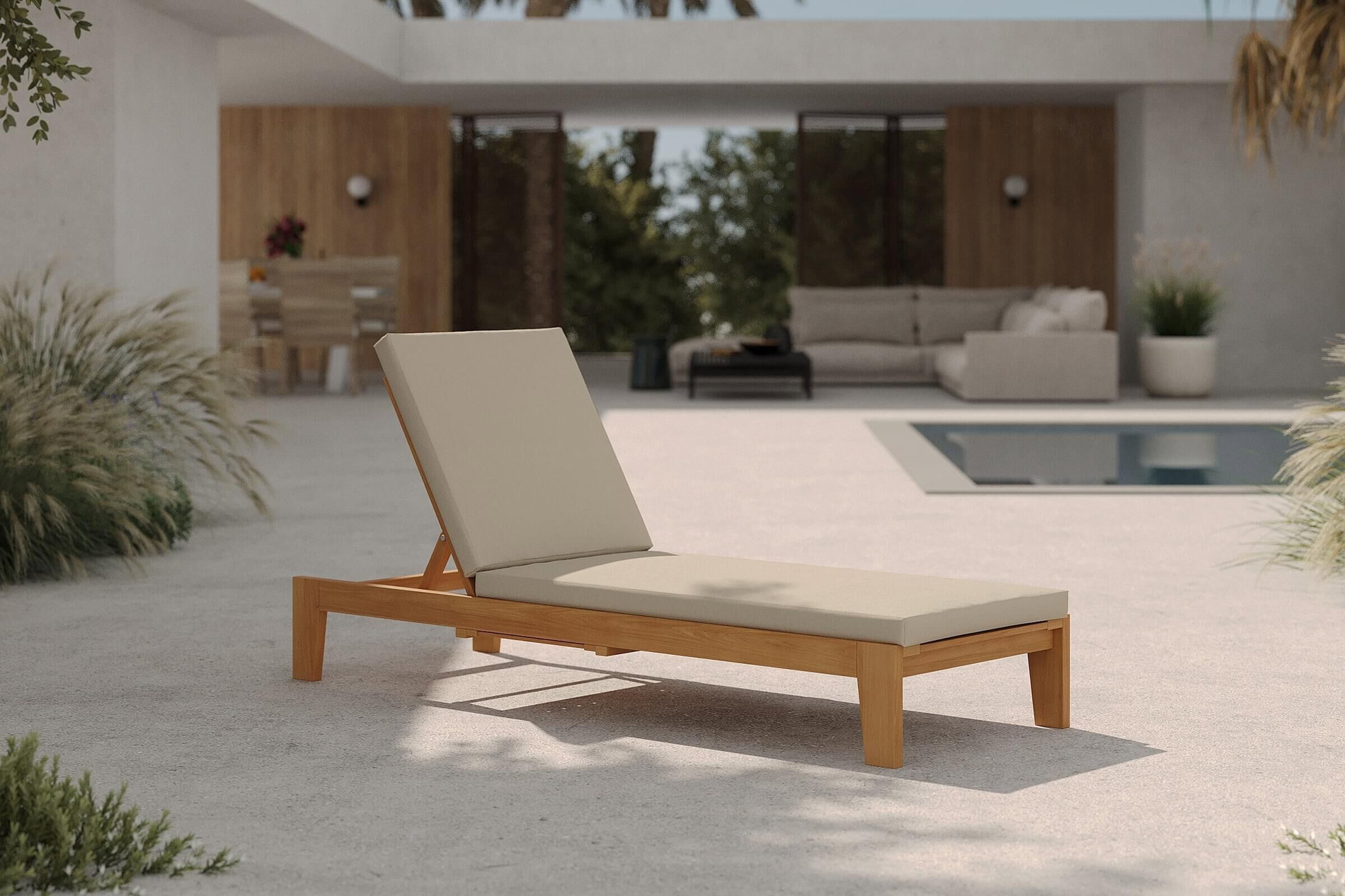 OUTFLEXX Bali Sonnenliege, grau/natur, Eukalyptus/Polyester, 183 x 64 x 35 cm, verstellbare Rückenlehne, inkl. Auflage, FSC®-zertifiziertes Produkt OUTFLEXX Bali Sonnenliege, grau/natur, Eukalyptus/Polyester, 183 x 64 x 35 cm, verstellbare Rückenlehne, inkl. Auflage, FSC®-zertifiziertes Produkt