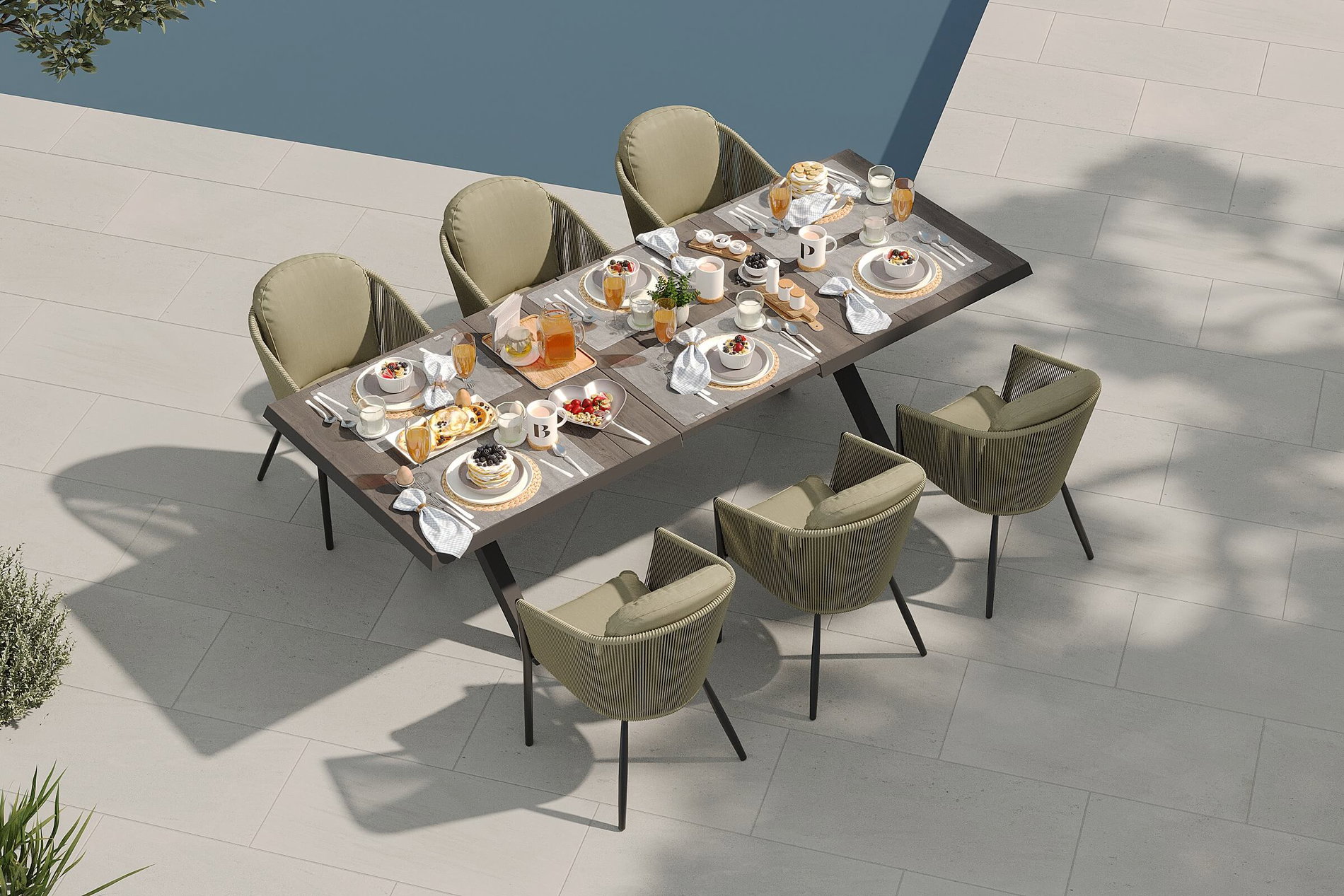 SIENA GARDEN Ogrodowy zestaw jadalny, antracyt/zielony, Alu/Ceramika/Splot Rope, rozkładany stół 200/260 x 100 cm, 6 foteli dining SIENA GARDEN Ogrodowy zestaw jadalny, antracyt/zielony, Alu/Ceramika/Splot Rope, rozkładany stół 200/260 x 100 cm, 6 foteli dining