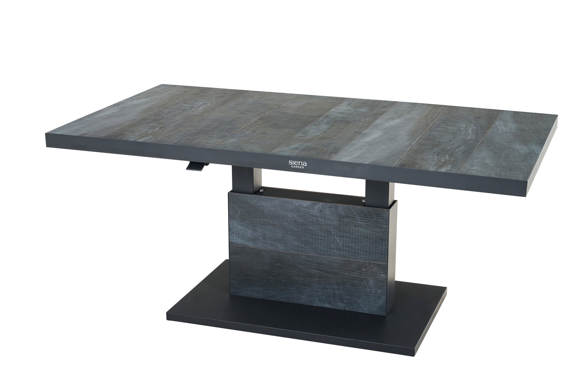 SIENA GARDEN Stół z regulacją wysokości Talina, antracyt/wood grey, aluminium i ceramika, 160 x 90 x 52-72 cm, płynna regulacja wysokości, odporny na zarysowania