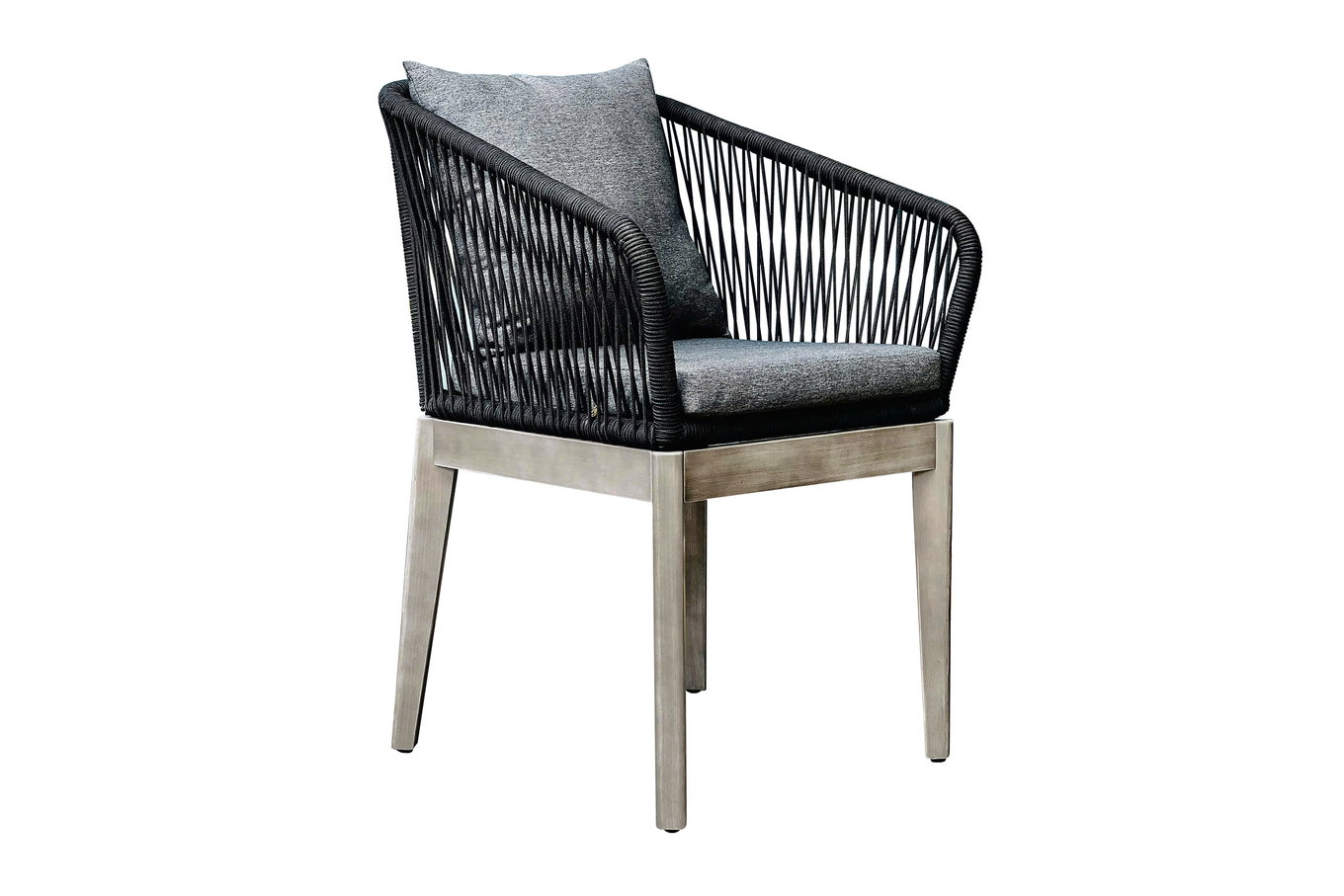 Ploß Arendal Fotel do jadalni, czarny/szary, Rope/Akacja, 58,5x61,5x87cm, w zestawie poduszka, produkt certyfikowany FSC® 21640__1