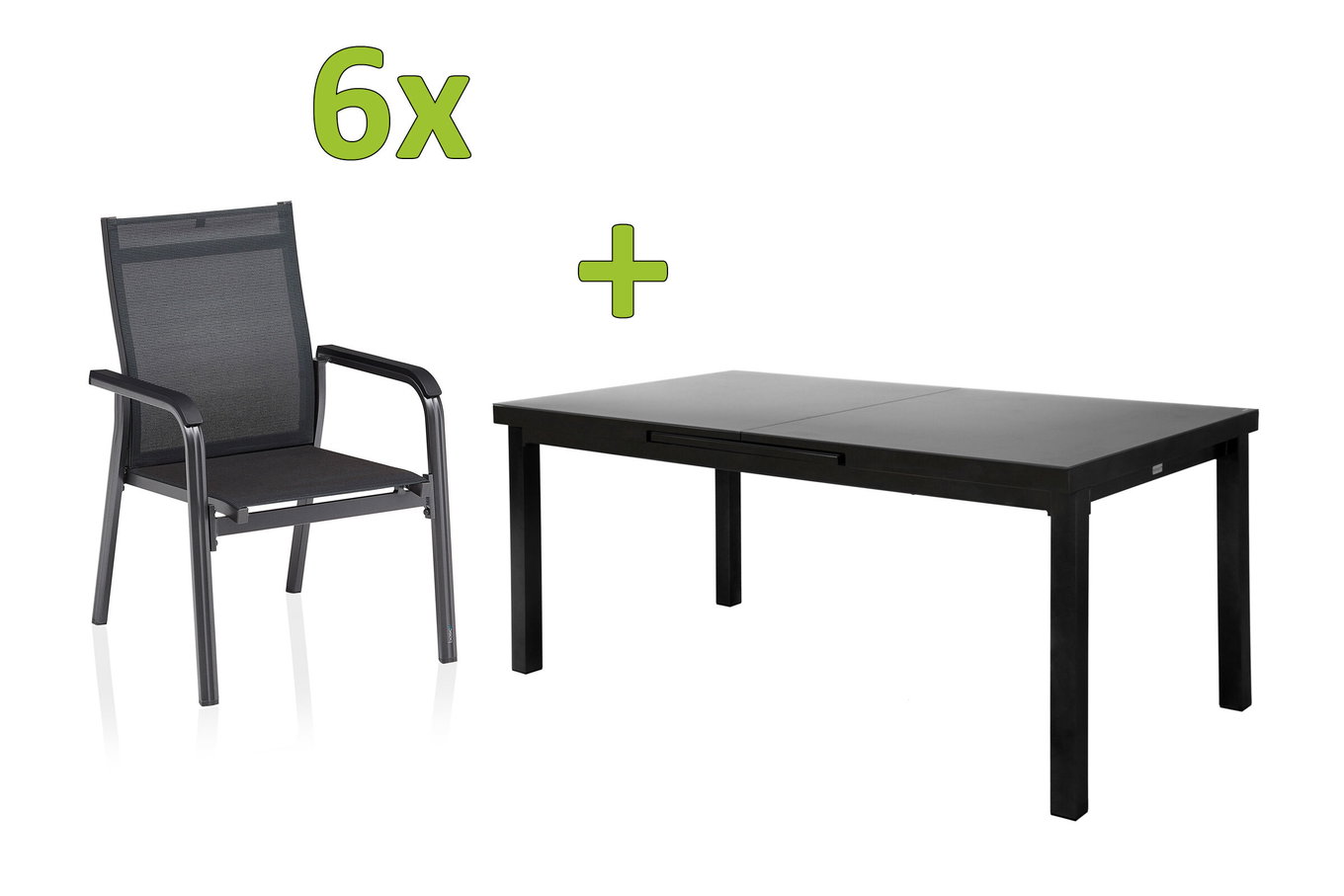 KETTLER BasicPlus Premium grupa jadalnia ogrodowa, antracyt, Alu/Textilene, stół 180/240 cm, 6 foteli sztaplowanych 31520__1