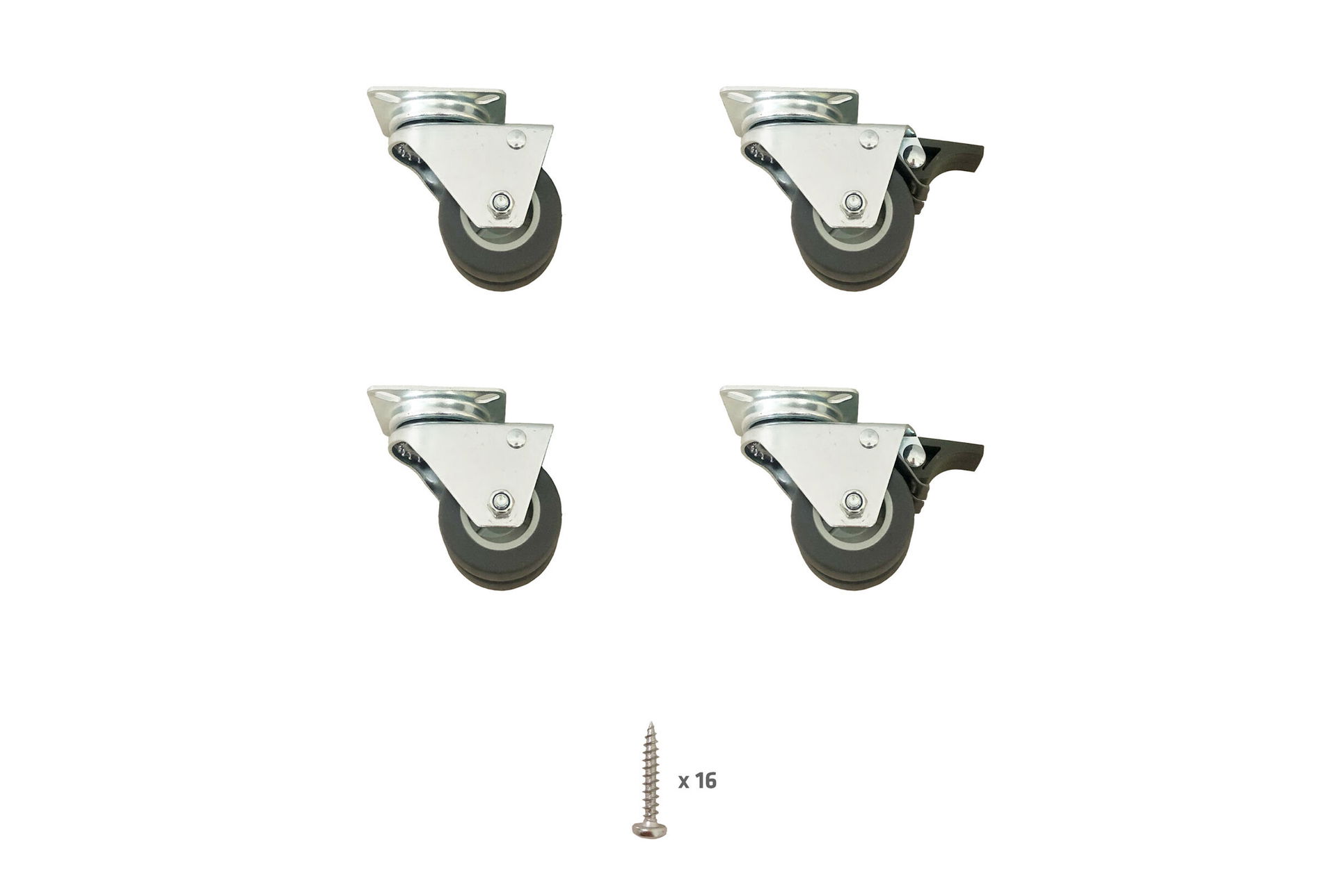 OUTFLEXX Podwójne kółka do kosza plażowego w zestawie ze śrubami, ocynkowana stal, 11x6x7 cm