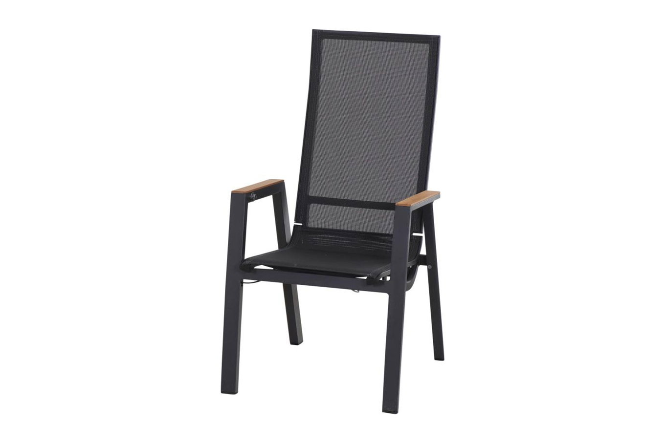 SIENA GARDEN Rondo Move Fotel sztaplowany, matowy antracyt, Alu/Ranotex, 72 x 59 x 110 cm, z podłokietnikami z drewna tekowego, regulowany płynnie 30806__1