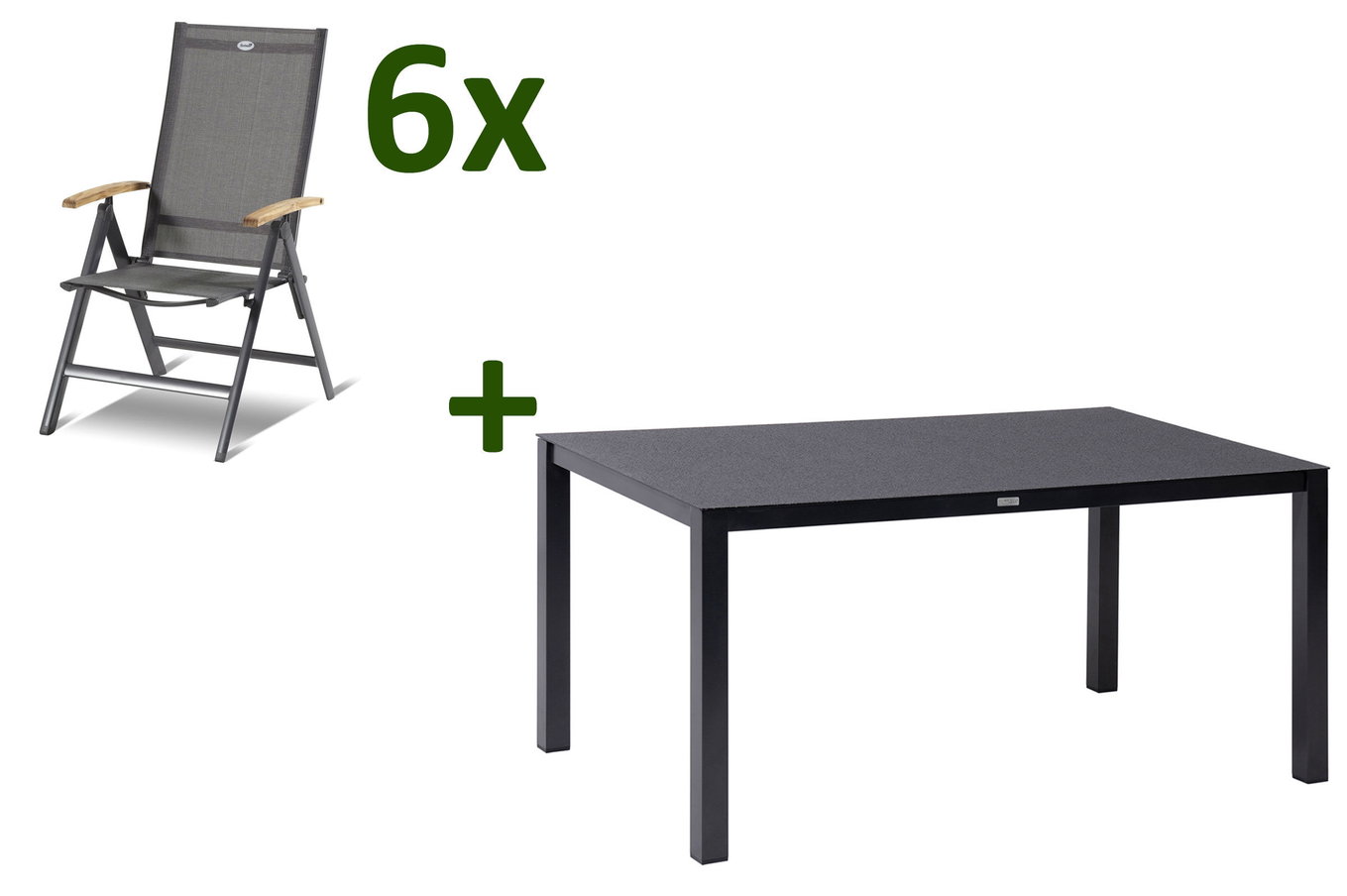 HARTMAN Aruba Ogrodowy zestaw jadalniany, xerix/antracyt, Alu/Spraystone/Teak, 160x95 cm, 6 krzeseł składanych, podłokietniki z drewna tekowego 28424__1